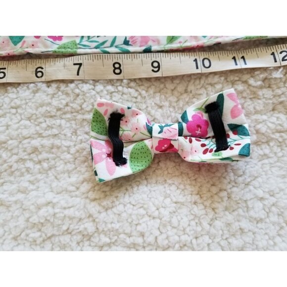 Pettidol Cute Floral Female Dog Collar W/Bandana & Bow Size (S) Neck 10.0"-15.9" - Picture 5 of 6